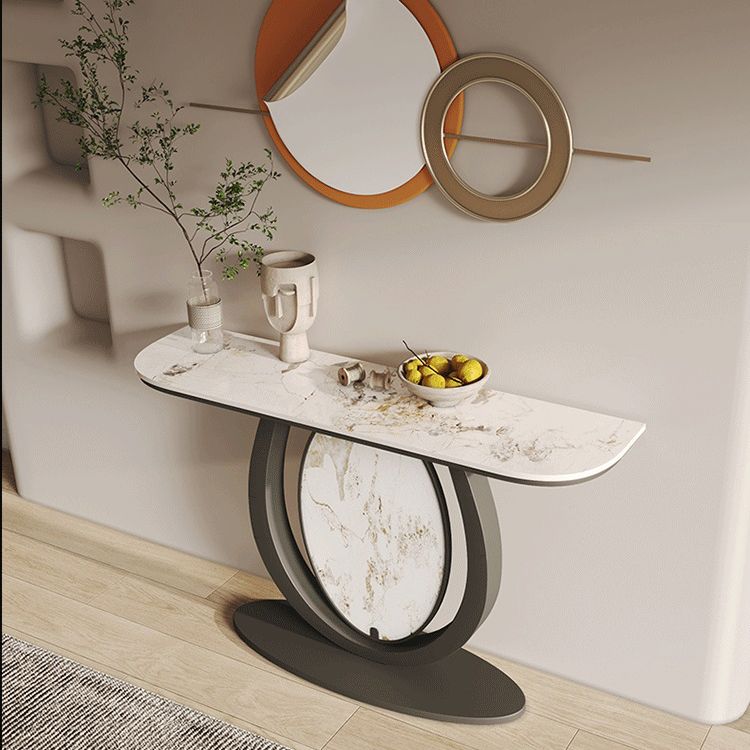 Tabella della console in pietra alta 33,46 "Tabella accento in acciaio resistente a graffio