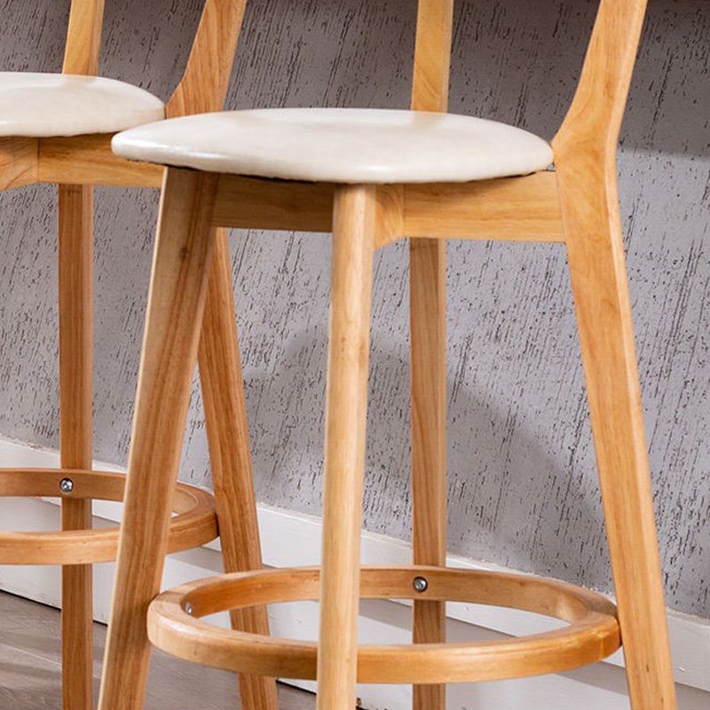 Industrial Backrest Counter Stool Rubber Wood Cafe Bar Stool with Cushion and Pedal Clearhalo 'Bar Furniture' 'Bar Stools' 'bar_stools' 'furn' 'furn_bar_stools' 'Furniture' 'Kitchen & Dining Furniture' 1200x1200_db305497-964a-4585-9994-c0a37fefc278