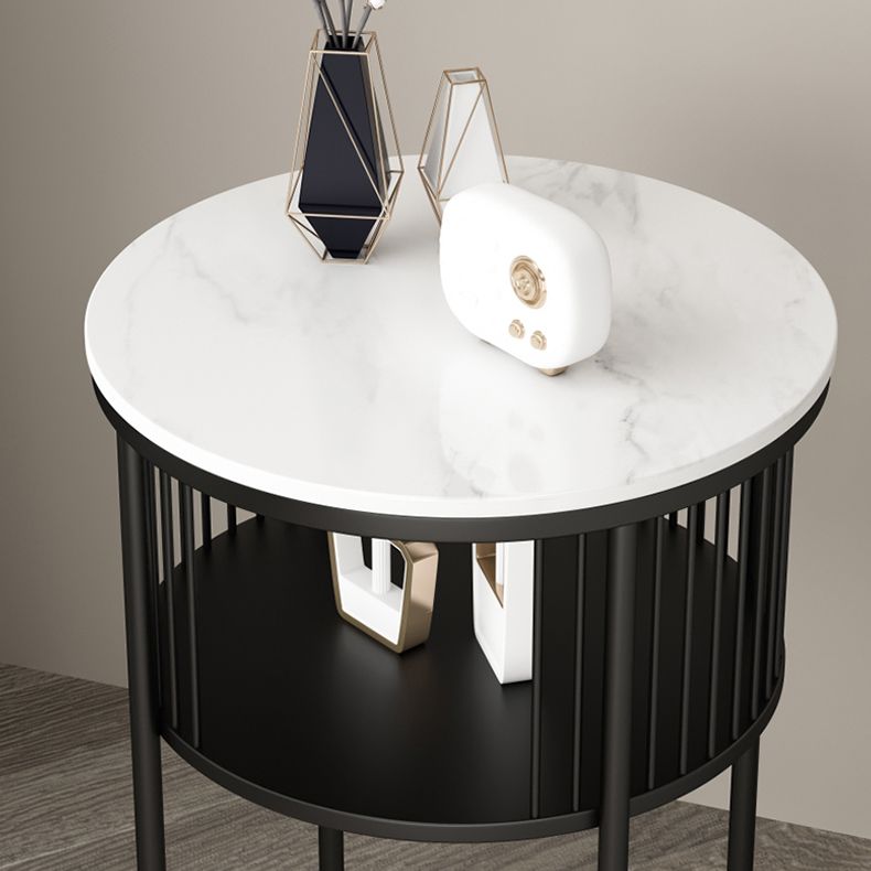 Contemporary Metal 4 Legs End Table Round Double Tier End Table Clearhalo 'Coffee & Accent Tables' 'End & Side Tables' 'end_side_tables' 'furn' 'furn_end_side_tables' 'Furniture' 'Living Room Furniture' 1200x1200_db322950-3ce9-4e8f-adba-87e8c13ad40f