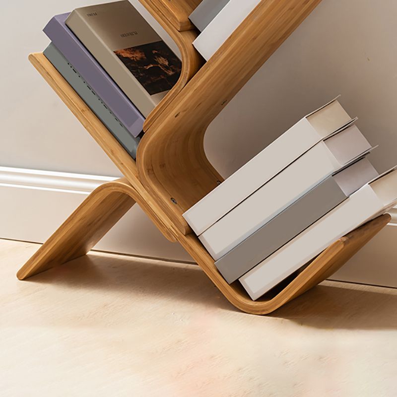 Urban Bamboo Shelf Bookcase Open Storage Vertical Bookshelf for Living Room