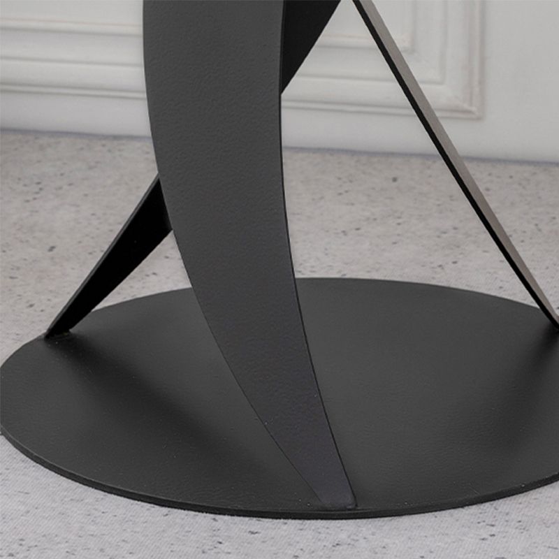 Modern Round Slate Top Side Table 22.4" Tall Metal Abstract End Table