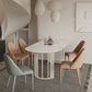 Living Room Simple Stone Table White Oval Table with Metal Pedestal Clearhalo 'Dining Tables & Seating' 'Dining Tables' 'dining_table' 'Furniture' 'furniture_dining_table' 'Kitchen & Dining Furniture' 'kitchen' 'kitchen_dining_table' 1200x1200_db3f1a81-7779-41b5-a3a0-d06a43560ab4