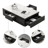 Single Coffee Table Slate Rectangular Coffee Table with Shelf