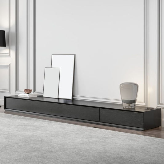 Console multimediale in finto legno moderno console TV di gestione dei cavi neri