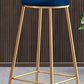 Glam Round Counter Stool Footrest Upholstered Low Back Indoor  Dining Stool