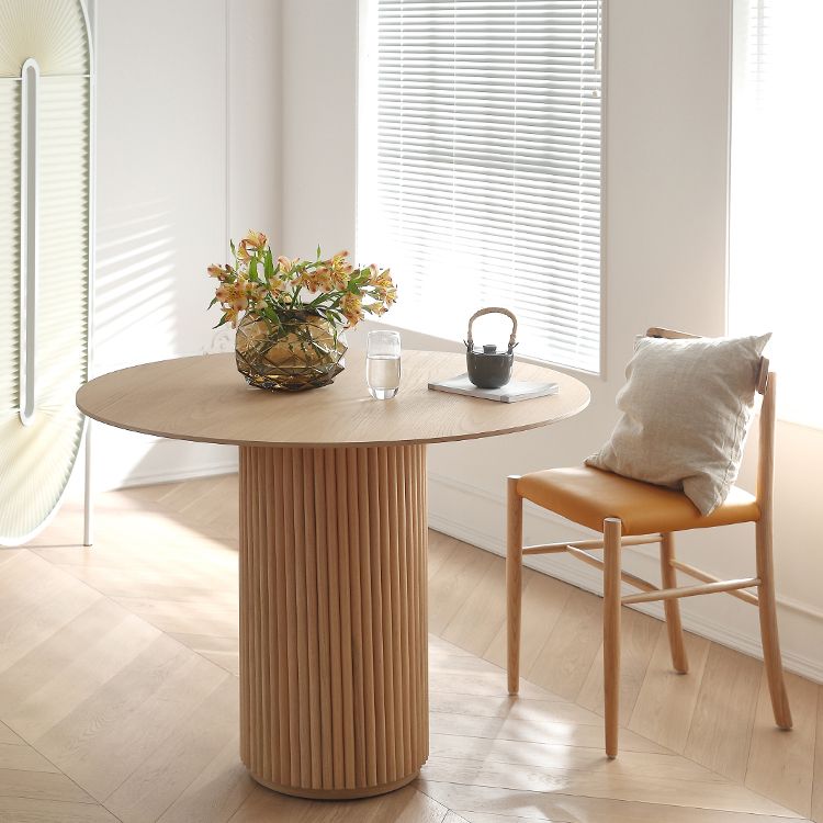 Tavolo da pranzo in legno massiccio Simpuzzo stile tavolo da pranzo rotondo marrone per cucina a casa