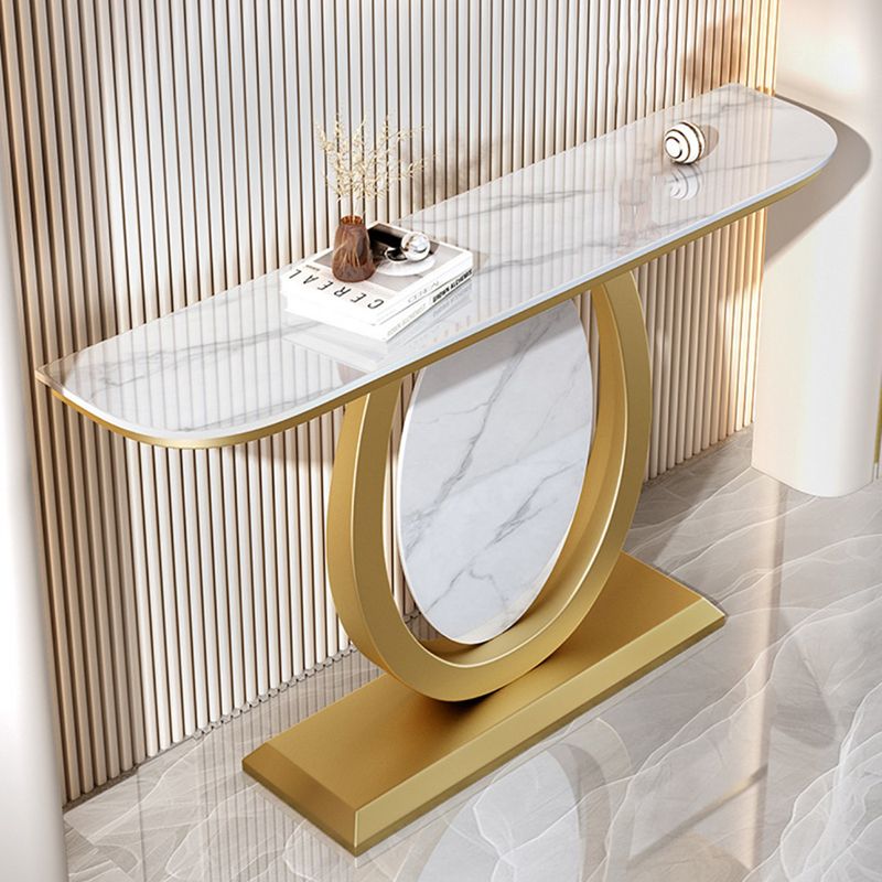Tavolo accento in pietra glam tavolo divano console mezza luna per sala