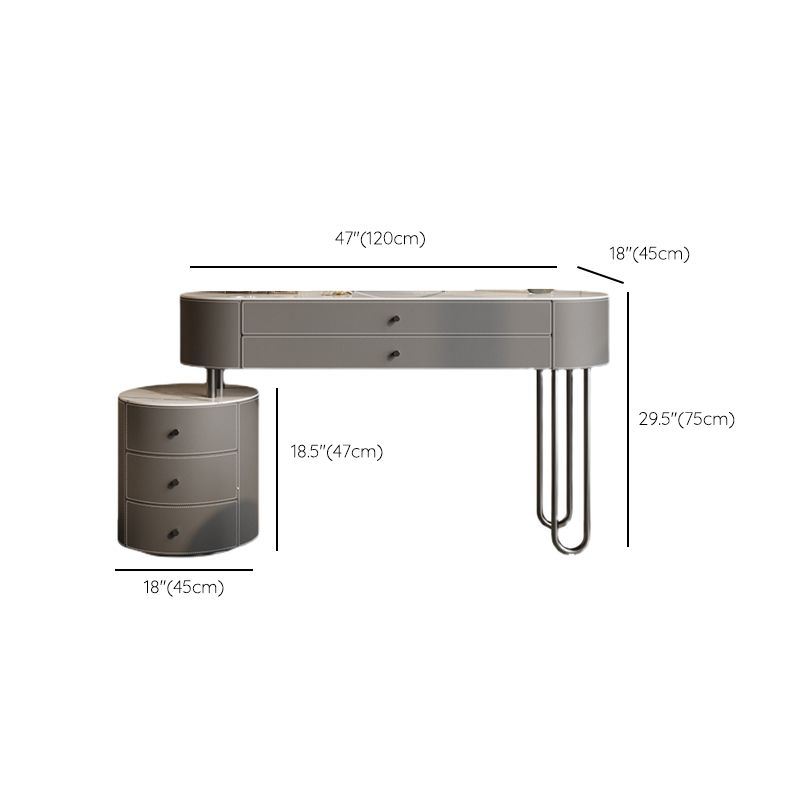 Con cassetto tavolo da toeletta a specchio a specchio illuminato grigio contemporaneo