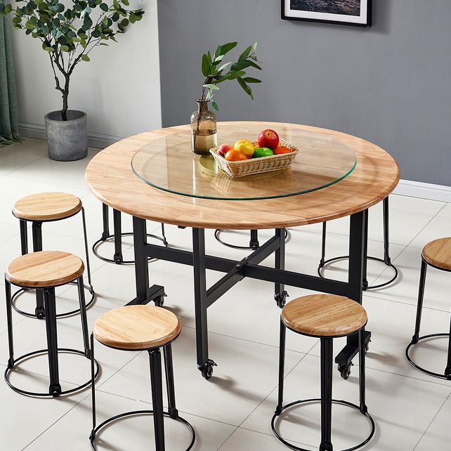 Modern Style Round Solid Wood Dining Table in Natural Color for Dining Room Clearhalo 'Dining Tables & Seating' 'Dining Tables' 'dining_table' 'furn' 'furn_dining_table' 'Furniture' 'Kitchen & Dining Furniture' 1200x1200_db4cd0b4-3aef-41d9-bba0-ae736ae27b74
