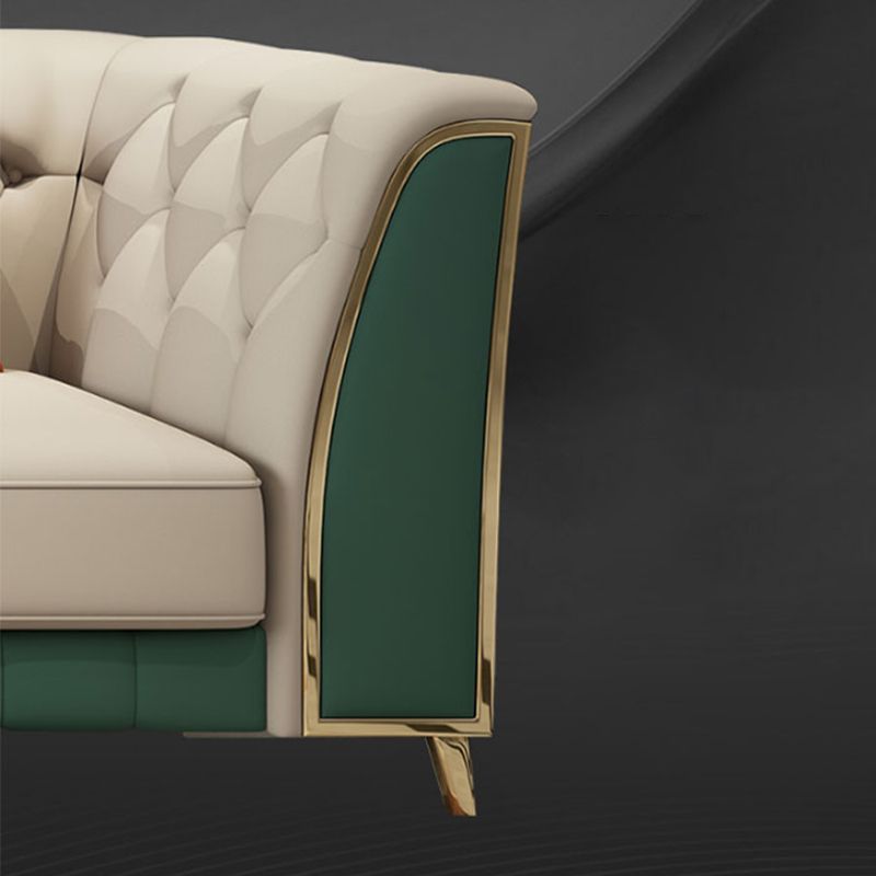 Leather Tuxedo Arm Sectional Sofa 33.46"High Tufted Split-Back Sofa