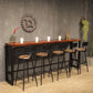 Table de bar rectangulaire à hauteur de barre avec base en métal noir pour utilisation sur patio