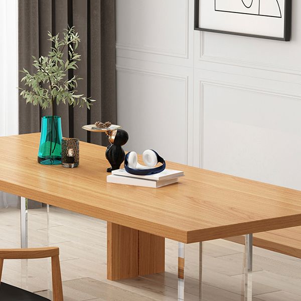 Modern Wood Table in Brown for Restaurant Rectangle Table with Acrylic Base Clearhalo 'Dining Tables & Seating' 'Dining Tables' 'dining_table' 'furn' 'furn_dining_table' 'Furniture' 'furniture_dining_table' 'Kitchen & Dining Furniture' 1200x1200_db4f8064-c5e0-44e9-a541-0f70ebcfa351