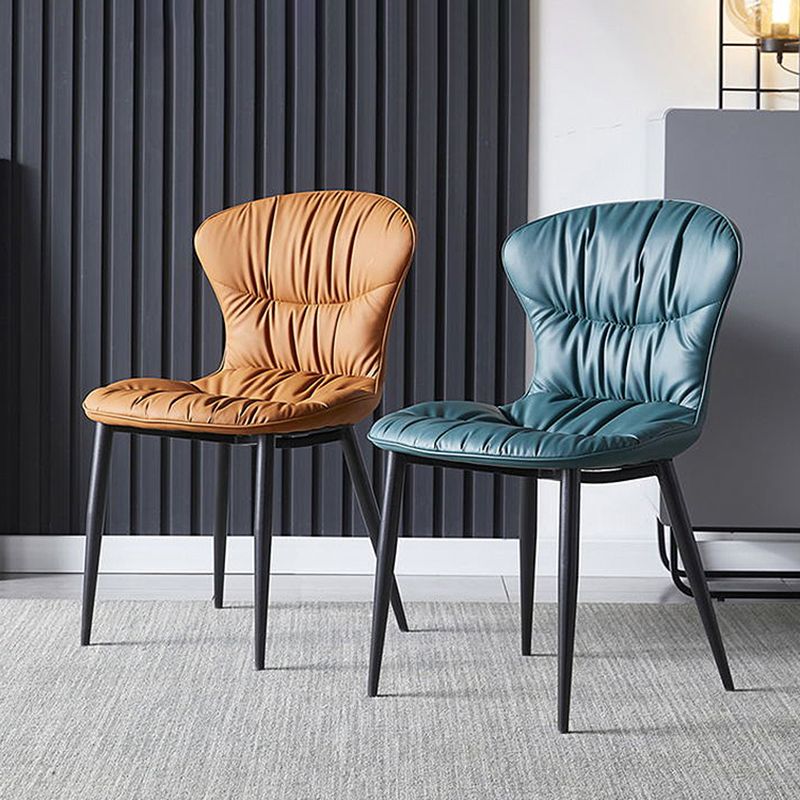 Sedia laterale in pelle finta gambe nere sala da pranzo parsons sedia