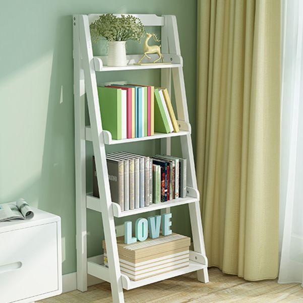 Modern Ladder Bookshelf Solid Wood Open Back Bookcase for Home