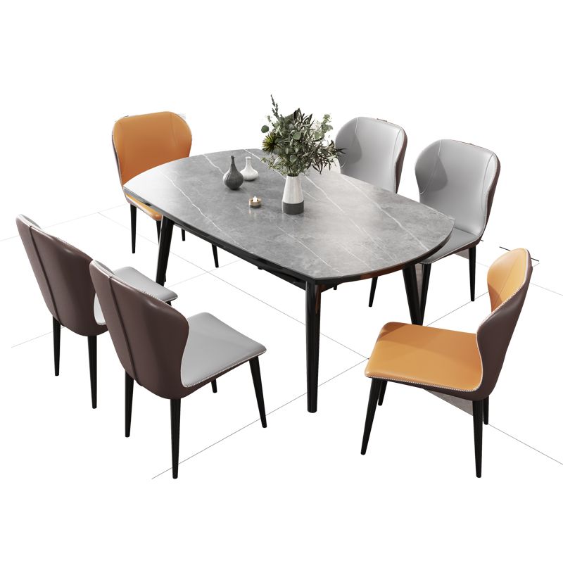 Modern Stone Scalable Dining Table Rubber Leg for Dining Room Clearhalo 'Dining Tables & Seating' 'Dining Tables' 'dining_table' 'furn' 'furn_dining_table' 'Furniture' 'Kitchen & Dining Furniture' 1200x1200_db55c954-1b28-40aa-9351-78469ddb7e62
