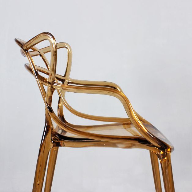 Eigentijdse indoor plastic open achterkant stacking eetstoel stoel