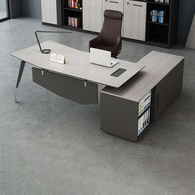 Zeitgenössischer Sockel Executive Desk Holz Office Desk mit Dateischrank