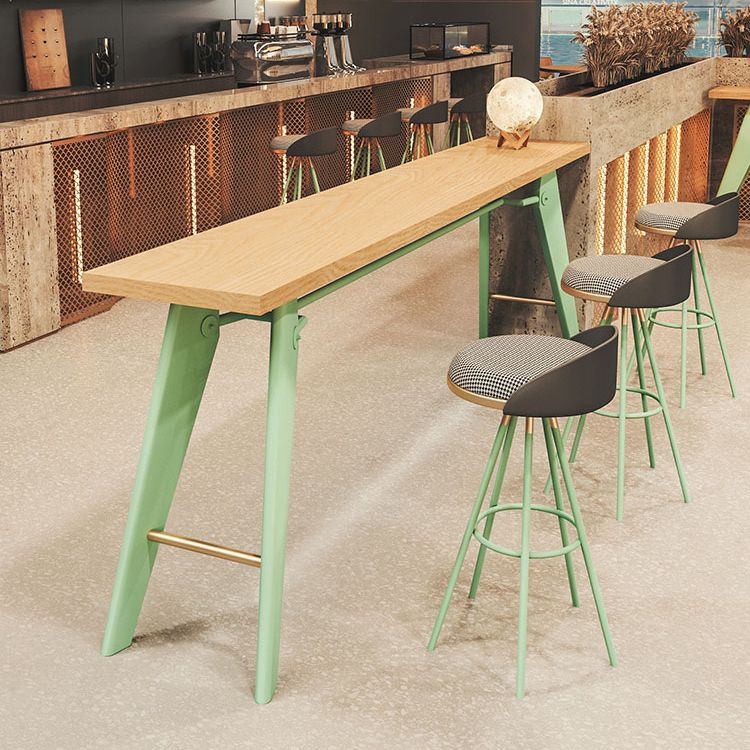 Solid Wood Top Bistro Table Glam Style Metal Frame Pub Table Clearhalo 'Bar Furniture' 'Bar Tables' 'bar_tables' 'furn' 'furn_bar_tables' 'Furniture' 'Kitchen & Dining Furniture' 1200x1200_db593cba-e2bc-43a9-90d7-d26ac0fde6f7