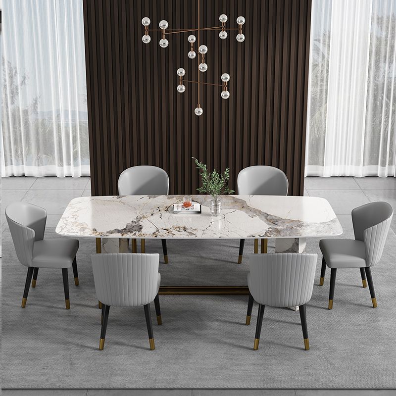 Noordse 1/2/5/7 stukken meubels rechthoekige stenen eettafel ingesteld voor thuis