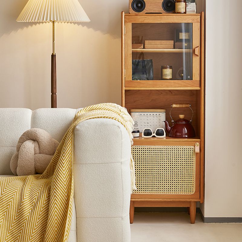 ガラスのドア付きモダンな桜の貯蔵サイドボードキャビネット