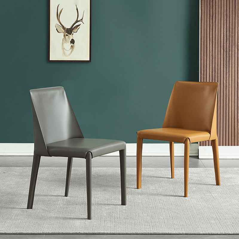 Contemporary Metal Dining Armless Chair Leather Dining Side Chair for Restaurant Use Clearhalo ' kitchen&dining_furn' 'Dining Chairs' 'Dining Tables & Seating' 'dining_chair' 'furn' 'furn_dining_chair' 'Furniture' 'furniture_dining_chair' 'Kitchen & Dining Furniture' 'kitchen' 1200x1200_db5ec496-fabe-435b-8b10-c9b18008d723