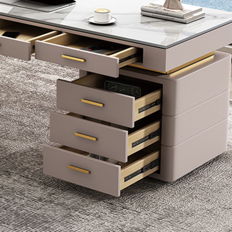 Rettangolo di top scint da ufficio in pietra rettangolare scrivania glam con 6 cassetti per ufficio