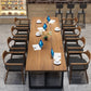 Metal Industrial Rectangle Table Pine Wood Top Indoor Table with Trestle Clearhalo 'Dining Tables & Seating' 'Dining Tables' 'dining_table' 'furn' 'furn_dining_table' 'Furniture' 'furniture_dining_table' 'Kitchen & Dining Furniture' 'kitchen' 'kitchen_dining_table' 1200x1200_db5f4c55-8d12-449f-9da7-c951597c439f