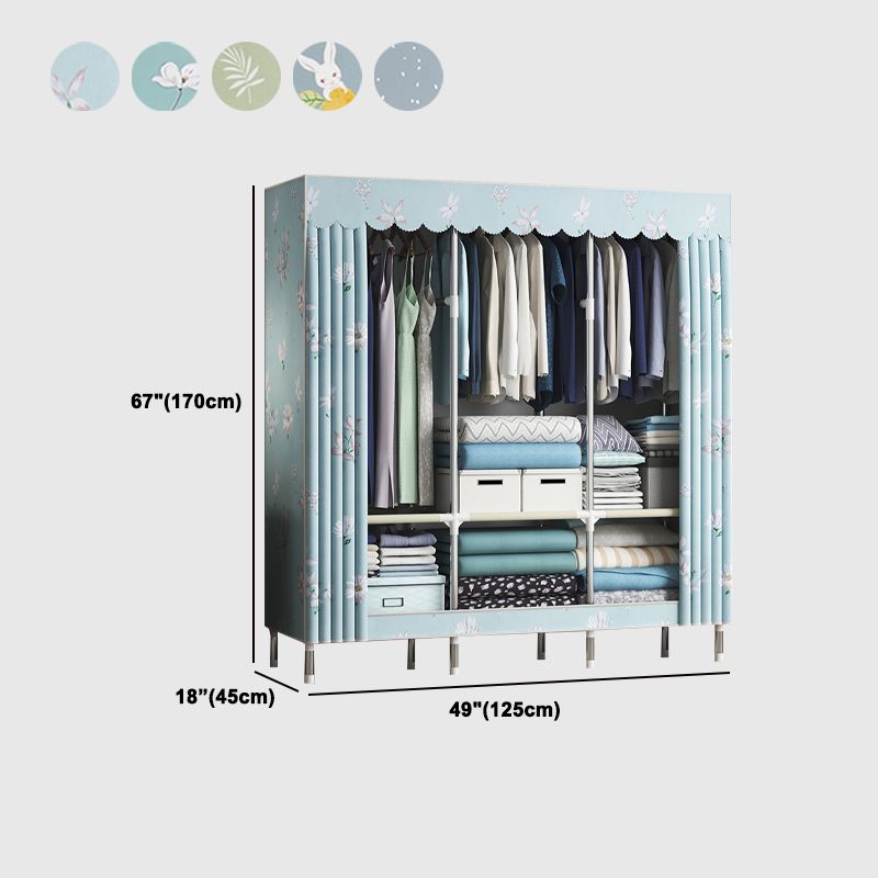 Steel Frame Wardrobe Cabinet Contemporary Style Armoire with Shelves Clearhalo 'Armoires & Wardrobes' 'armoires_wardrobes' 'Bedroom Furniture' 'furn' 'furn_armoires_wardrobes' 'Furniture' 1200x1200_db5f6f21-1417-437e-b4b0-39637f9d00c0