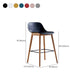 Contemporary Plastic Armless Bar Stool with Beech Solid Wood Base