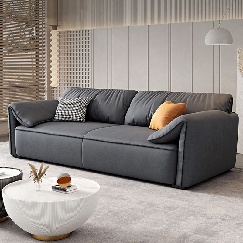 Rectangular Sofa with Pillow Back, Sponge Seat, Padded Pine Chair Legs Gray Frosted Cloth Clearhalo 'furn' 'furn_sofas' 'Furniture' 'furniture_sofas' 'kitchen' 'kitchen_sofas' 'Living Room Furniture' 'Sofa' 'sofas' 1200x1200_db601865-98bd-4a6b-831f-28c07df4b339