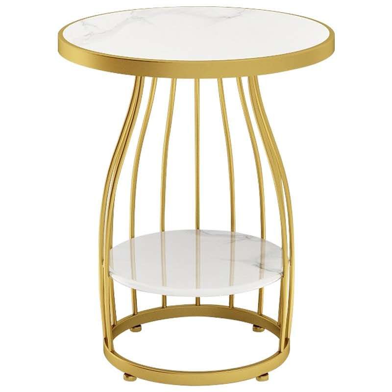 24.8 inch Tall Frame Metal Side Table with Shelf Glam Side End Table Clearhalo 'Coffee & Accent Tables' 'End & Side Tables' 'end_side_tables' 'furn' 'furn_end_side_tables' 'Furniture' 'Living Room Furniture' 1200x1200_db62769b-f88e-427c-aa77-38dd11542bec