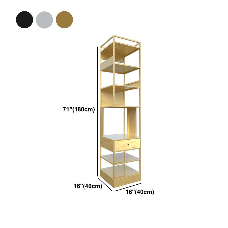 Iron Industrial Corner Bookshelf Open Vertical Bookshelf with Drawer Clearhalo 'Bookcases' 'furn' 'furn_bookcases' 'Furniture' 'furniture_bookcases' 'kitchen' 'kitchen_bookcases' 'Living Room Furniture' 'Office Furniture' 1200x1200_db6329e6-a331-4ecd-8b56-1dc7c4b6fda5