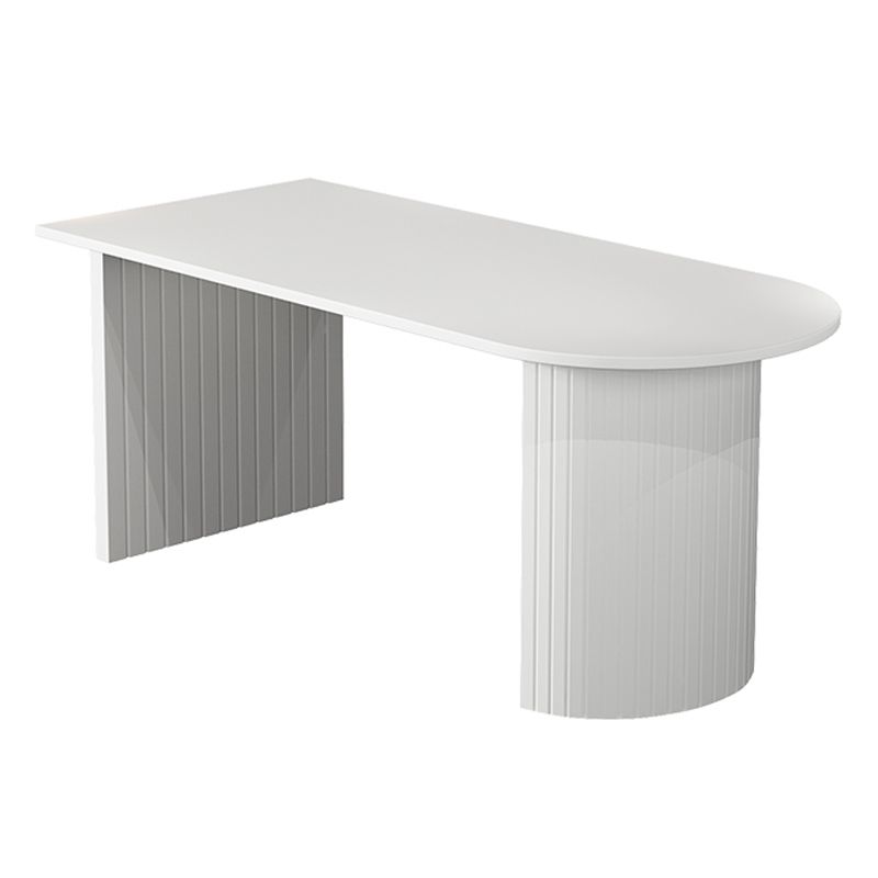 Modern Oval Dining Table Wood Double Pedestal Home Kitchen Dinner Table in White Clearhalo 'Dining Tables & Seating' 'Dining Tables' 'dining_table' 'furn' 'furn_dining_table' 'Furniture' 'furniture_dining_table' 'Kitchen & Dining Furniture' 'kitchen' 'kitchen_dining_table' 1200x1200_db63a2bc-ba05-45f2-8cfe-61b81b7ec6c2