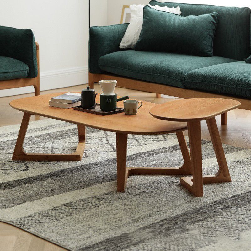 Tavolino da caffè in stile scandinavo Tavolino ovale in legno massello