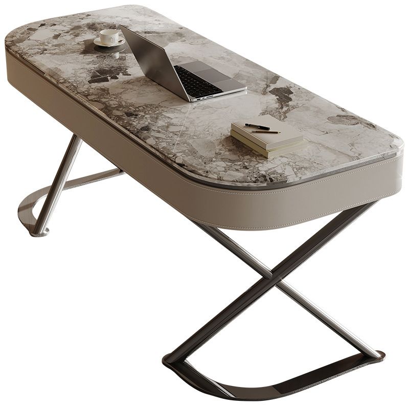 Zeitgenössischer 27,56 "W Stone Office Desk 2-Drawers Writing Desk