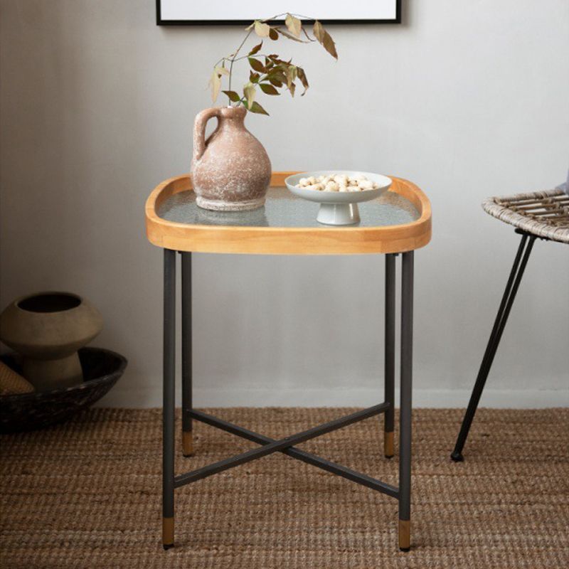 TABELLA END CROVE GAMME 18,5 "W X 18,5" D x 21,65 "H Glass/legno Topta superiore