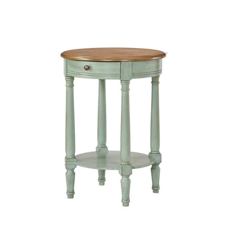 Wooden Round Top Side Table 27.16" Tall 4 Legs End Table with Storage