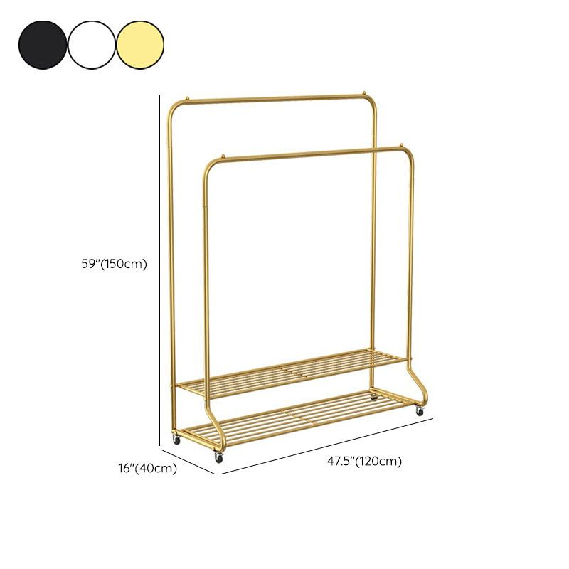 Moderne freistehende Castors Kleidung Kleiderbügel Rack mit Lagerbank