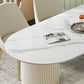 Contemporary Double Pedestal Table Oval Dining Table for Home