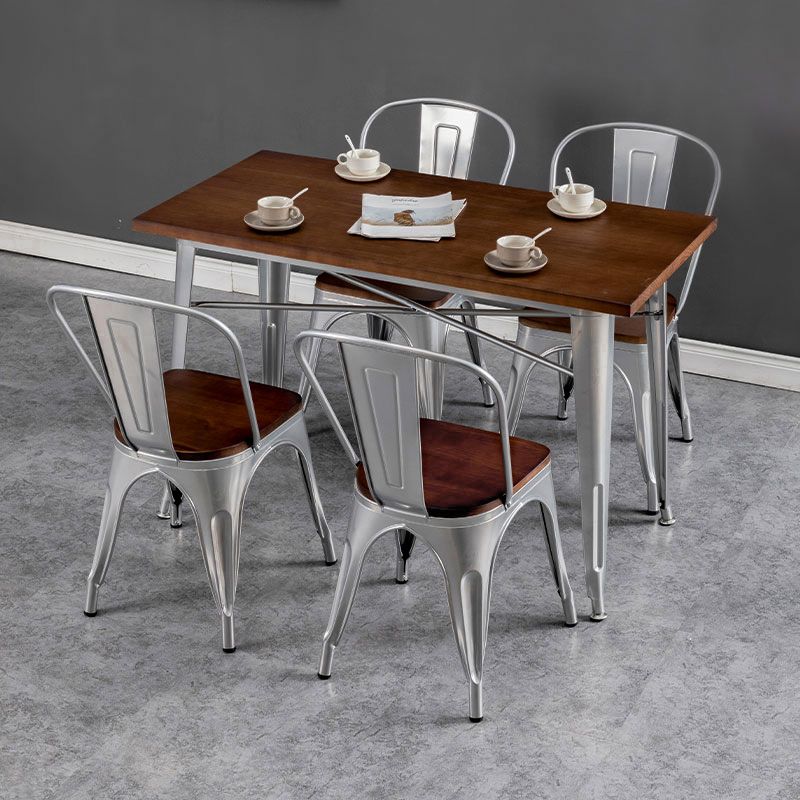 Industrial Style Solid Wood Dining Set with Metal 4 Legs Fixed Table Dinette Set for Restaurant Clearhalo 'Dining Room Sets' 'Dining Tables & Seating' 'dining_room_set' 'furn' 'furn_dining_room_set' 'Furniture' 'furniture_dining_room_set' 'Kitchen & Dining Furniture' 'kitchen&dining_furn' 'kitchen' 1200x1200_db67fbe9-215e-40dc-87c2-1d9772e8c08f