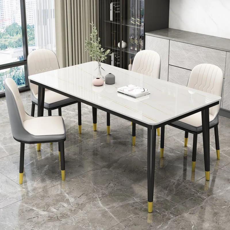 Modern White Marble Counter Table Rectangle Dining Table for Kitchen Clearhalo 'Dining Tables & Seating' 'Dining Tables' 'dining_table' 'furn' 'furn_dining_table' 'Furniture' 'Kitchen & Dining Furniture' 1200x1200_db693f39-51c5-432e-a0c5-3f2a994ae0e7
