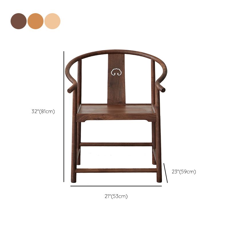 Traditional Kitchen Dining Chair Solid Wood Arm Chair with Cushion