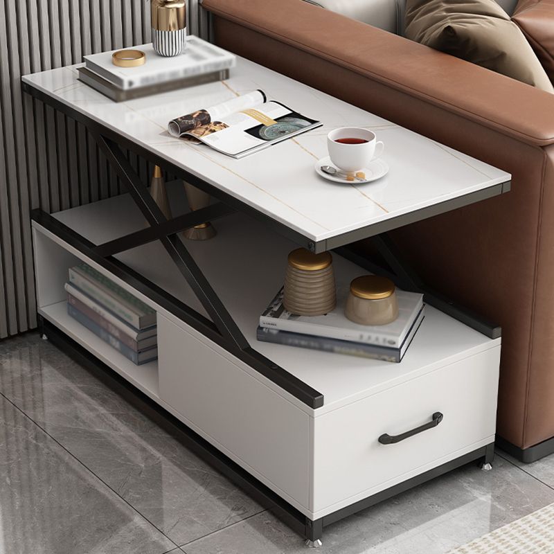 22.44" H Modern Rectangular End Table 1-Drawer Side Table with Shelves