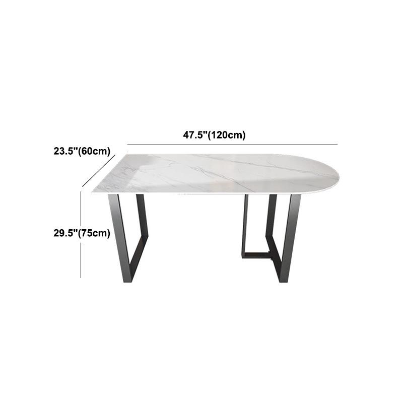 Modern White Stone Top Dinette Table Black Base Dining Table for Living Room Clearhalo 'Dining Tables & Seating' 'Dining Tables' 'dining_table' 'furn' 'furn_dining_table' 'Furniture' 'furniture_dining_table' 'Kitchen & Dining Furniture' 1200x1200_db6d3f2d-adff-4385-aa8c-a414e56eb14d