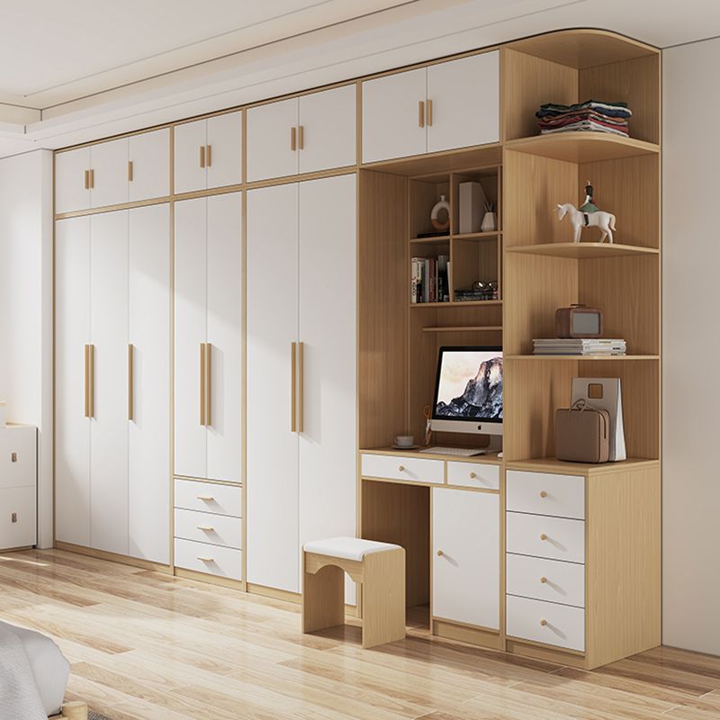 Contemporary Freestanding Wardrobe Engineered Wood White Wardrobe