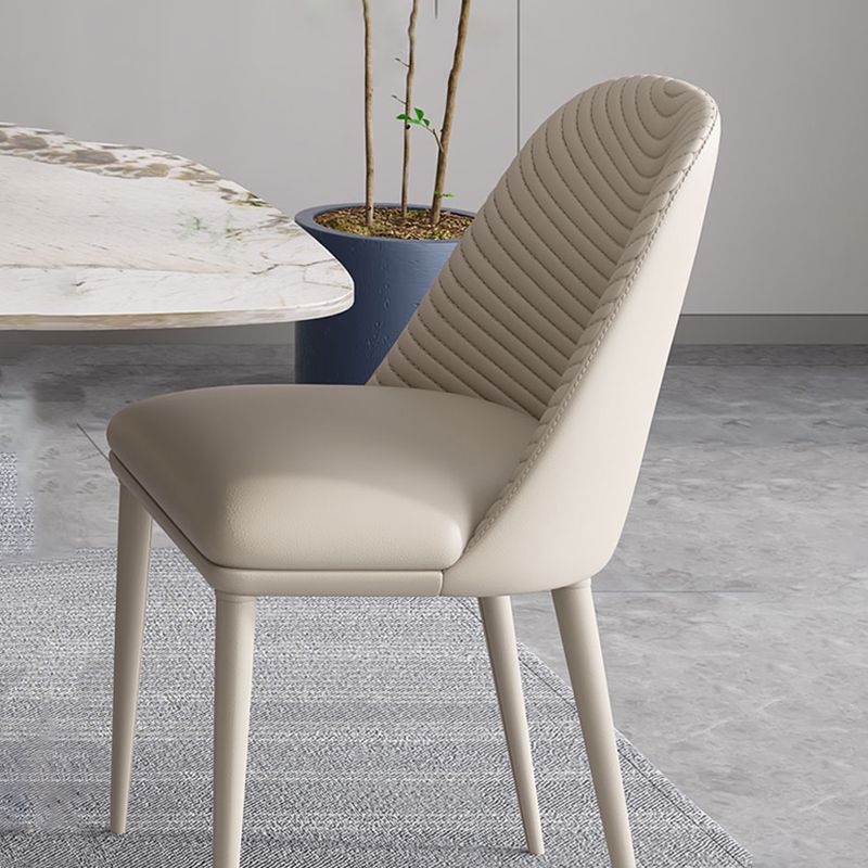 Contemporary Style Armless Solid Back Chair Leather Dining Chairs for Kitchen Clearhalo ' kitchen&dining_furn' 'Dining Chairs' 'Dining Tables & Seating' 'dining_chair' 'furn' 'furn_dining_chair' 'Furniture' 'furniture_dining_chair' 'Kitchen & Dining Furniture' 'kitchen' 1200x1200_db6e3297-eae4-4988-9bdf-38bddc7ab51c