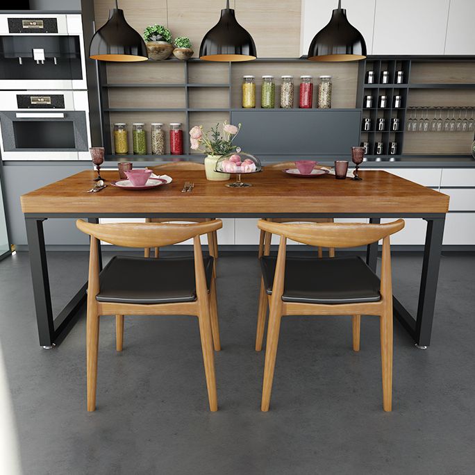 Natural and Black Dining Site Table Industrial Wood and Metal Dining Table Clearhalo 'Dining Tables & Seating' 'Dining Tables' 'dining_table' 'furn' 'furn_dining_table' 'Furniture' 'furniture_dining_table' 'Kitchen & Dining Furniture' 1200x1200_db6f6d3f-c8a8-47f4-b904-b0ac88c36413