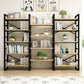 Contemporary Metal and Wooden Shelf Bookcase Open Book Shelf for Study Room