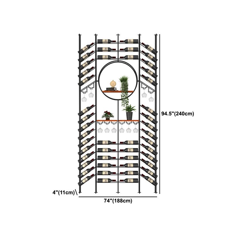 Iron Floor Wine Bottle & Glass Rack Black Industrial Wine Rack with Stemware Holder Clearhalo 'furn' 'furn_wine_racks' 'Furniture' 'Kitchen & Dining Furniture' 'Wine Racks' 'wine_racks' 1200x1200_db72ac03-0ddf-4234-82a8-af9ff23366c7