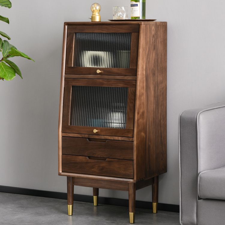 43.7" Tall 2-Drawer & 2-Door Cabinet Pine Wood Glass Paned Chest Clearhalo 'Cabinets & Chests' 'cabinets_chests' 'furn' 'furn_cabinets_chests' 'Furniture' 'Living Room Furniture' 1200x1200_db74a0a8-b43f-4606-86d2-6ee69135ce05